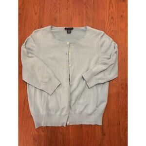 Ann Taylor Vintage Baby Blue Knit Cardigan Cotton Size M